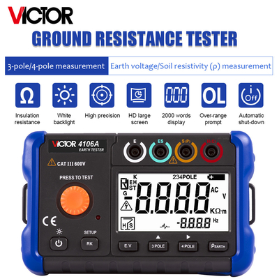 Medida verdadeira do método de Polo 4 Polo do verificador 3 da resistência de terra da C.A. RMS Digital