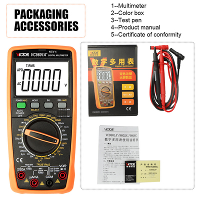 VICTOR VC9805A+1999 ((3 1/2) True RMS Digital Multimeter Tester Medição de resistência AC DC 1000V 20A Voltmeter Ammeter