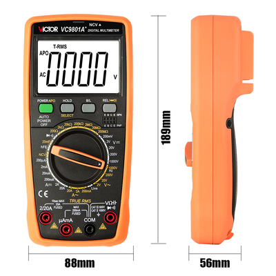 VICTOR VC9808+ Multiméter digital 2000uF capacímetro 10MHz Medição da temperatura e da indutividade de frequência com teste LCR