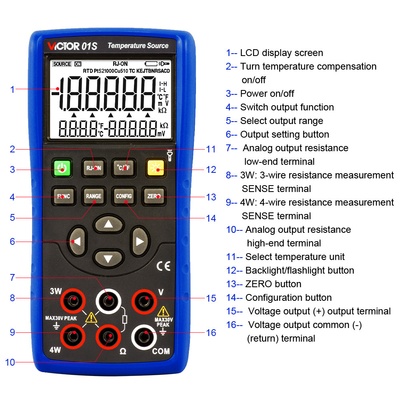 VICTOR 01S Gerador de sinal de temperatura Temperatura Calibrador de processo de fonte multimetro