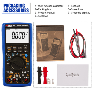 VICTOR 79+ Processo Multiméter resistência 400 ohm termoparo freqüência 100hz loop 24V Multiméter digital