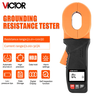 tipo verificador 30A 1300Ω 32mm da braçadeira da C.C. 6V da resistência de terra de Digitas