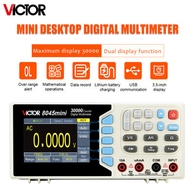 VICTOR 8045mini tamanho mini multímetro de mesa 30000 contagens multímetro tipo bancada DMM com display colorido