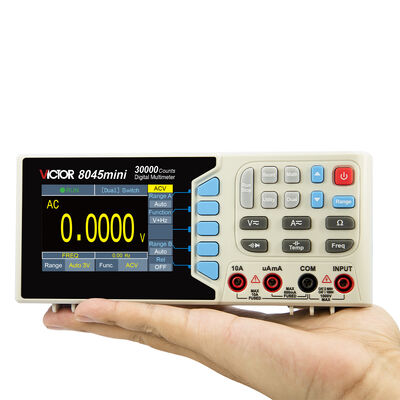 VICTOR 8045mini tamanho mini multímetro de mesa 30000 contagens multímetro tipo bancada DMM com display colorido