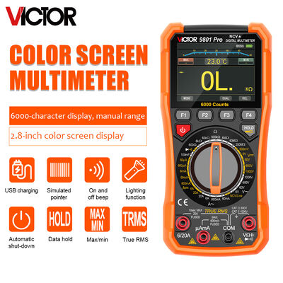 VICTOR 9801Pro Multiméter digital com tela TFT 6000 contagens de exibição